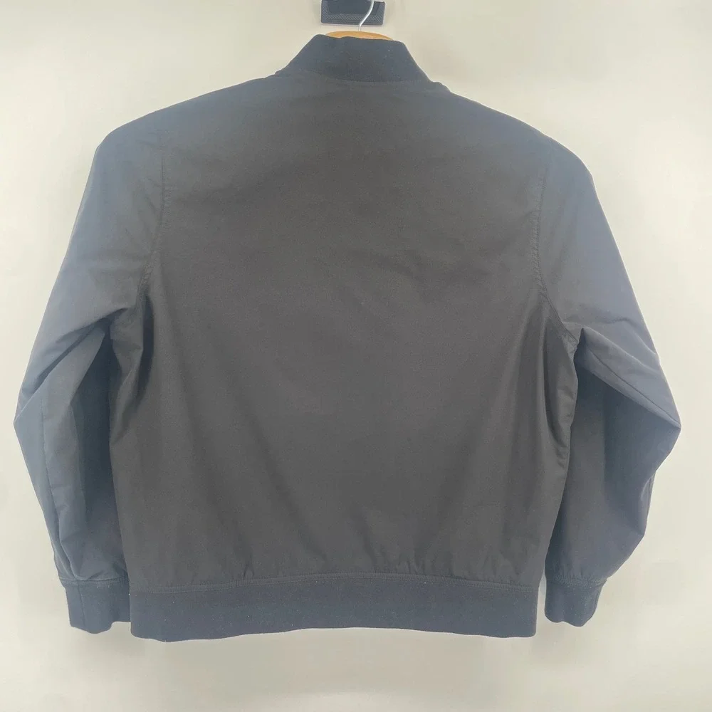 Banana Republic Bomber Jacket Mens Large Black Zip Up Ribbed Trim Lightweight